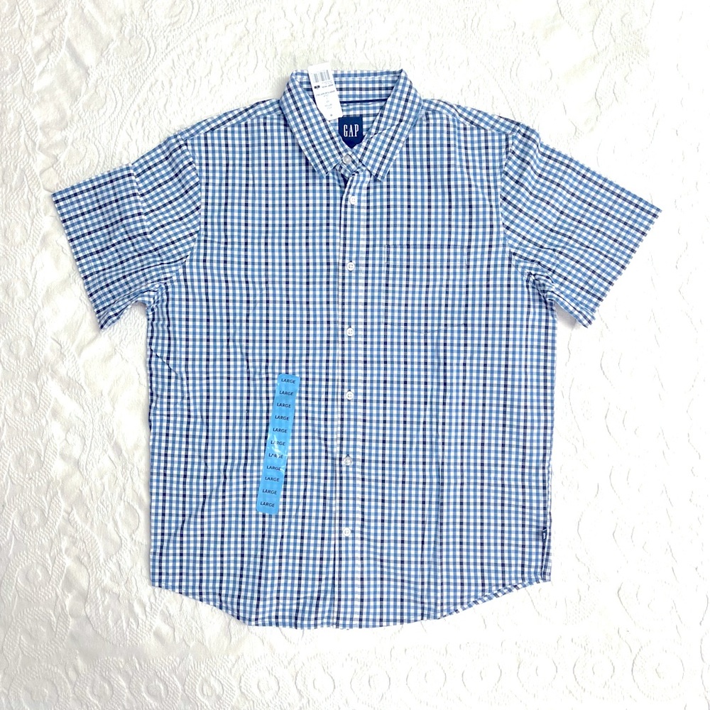 BRAND NEW - Gap Men’s Short Sleeve Plaid Poplin Shirt
